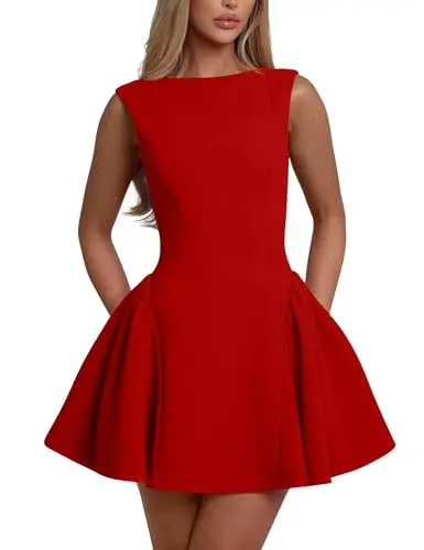 strapless open back dress Hot Girl Sequins Dress (Red) main image 0