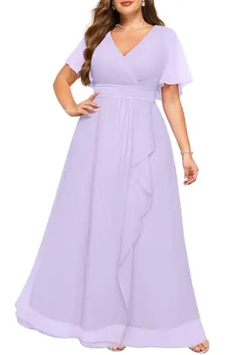 blue dress for baby girl Chic A-Line Maxi Chiffon Plus Size Bridesmaid Dress COCOMELODY CB0775, Soft Blush main image 0