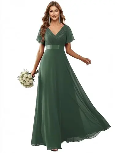 slim fit dress slacks Ever-Pretty Versatile Leaf Sequin V-Neck Mermaid Bridesmaid Dress for Weddings
